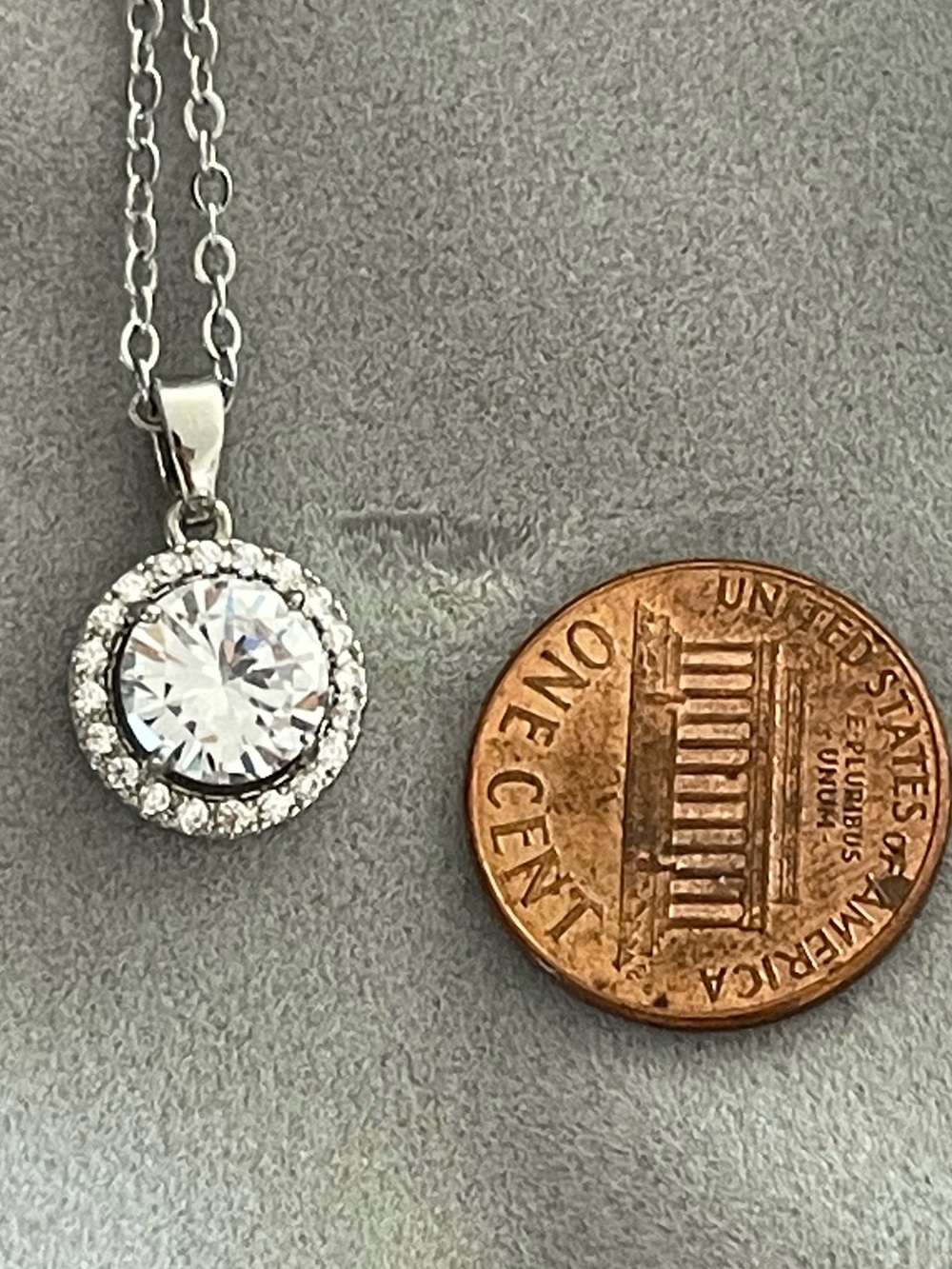 Sterling Silver Moissanite Halo Pendant Necklace Jewelry - Picture 5 of 8